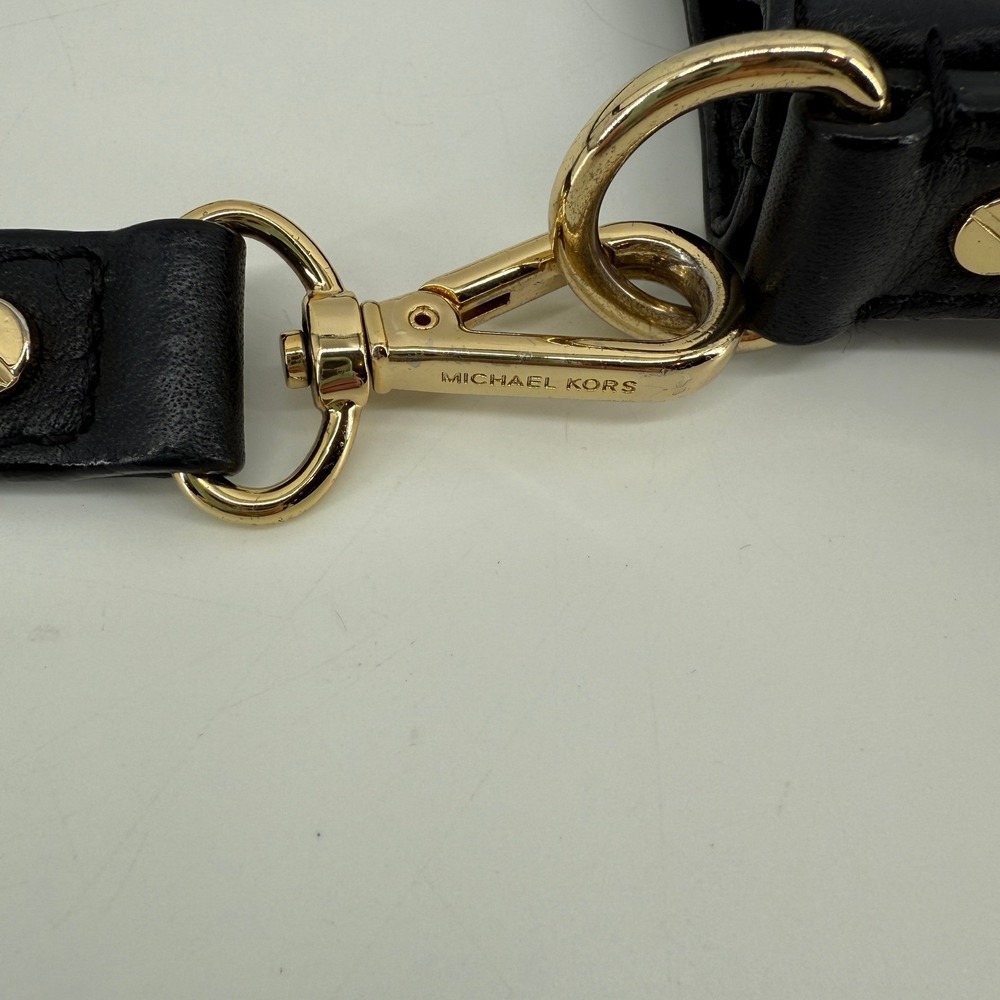 Michael Kors Black Pebbled Leather Chain Shoulder Tote Bag Crossbody Strap - Picture 9 of 16